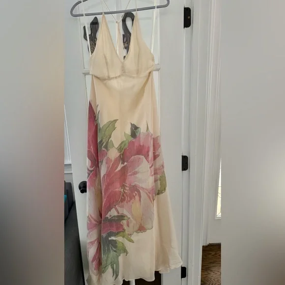 Beige zen garden cream floral print maxi dress, perfect for any formal - Picture 2 of 12